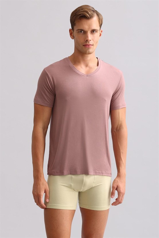 Mısırlı BAMBU ZEUS LUXURY Regular Fit V Yaka Fanila / T-Shirt Lavender