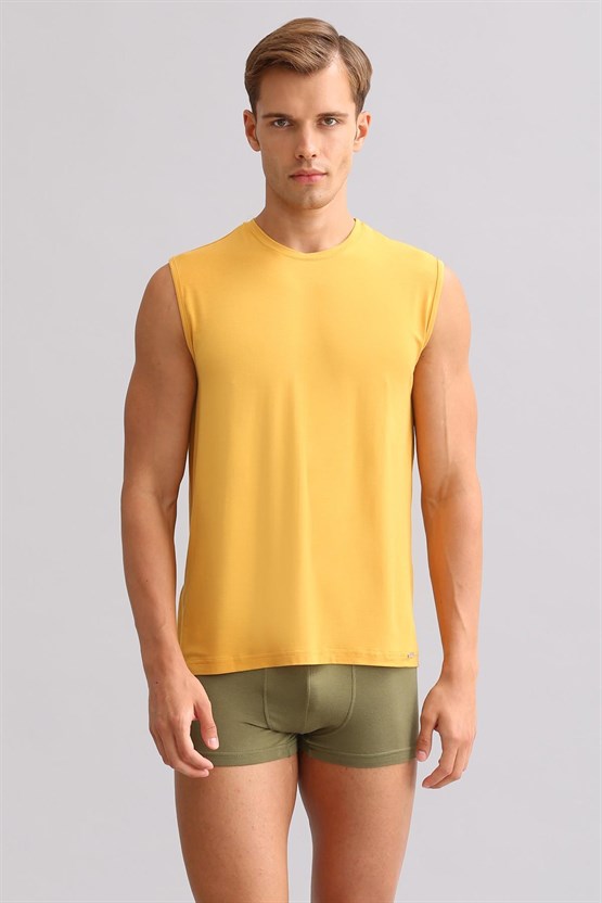 Mısırlı BAMBU ZEUS LUXURY Regular Fit Bisiklet Yaka Sporcu Atlet / T-Shirt Hardal