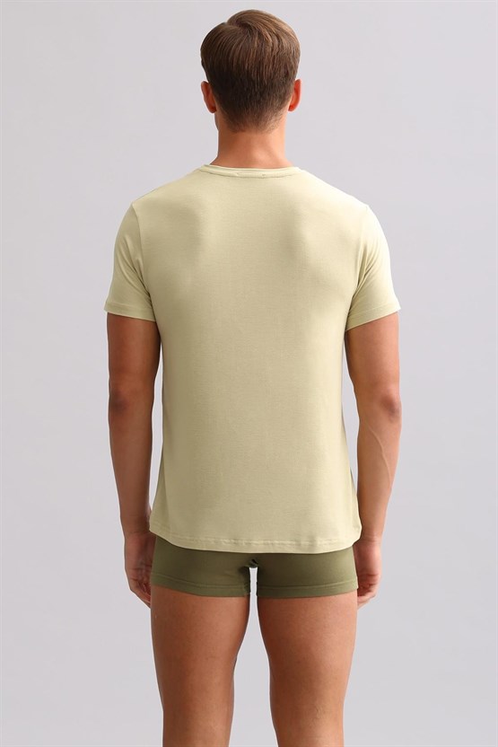 Mısırlı BAMBU ZEUS LUXURY Regular Fit Bisiklet Yaka Fanila / T-Shirt Haki Ada