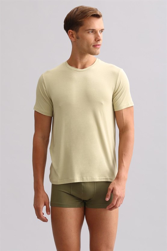 Mısırlı BAMBU ZEUS LUXURY Regular Fit Bisiklet Yaka Fanila / T-Shirt Haki Ada