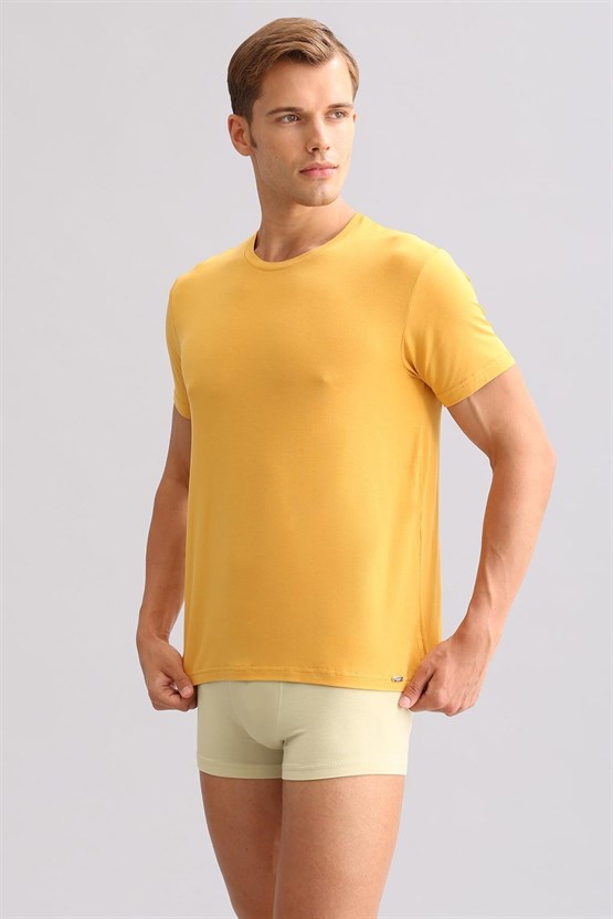 Mısırlı BAMBU ZEUS LUXURY Regular Fit Bisiklet Yaka Fanila / T-Shirt Hardal