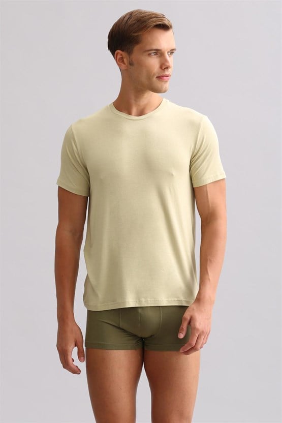 Mısırlı BAMBU ZEUS LUXURY Regular Fit Bisiklet Yaka Fanila / T-Shirt Haki Ada