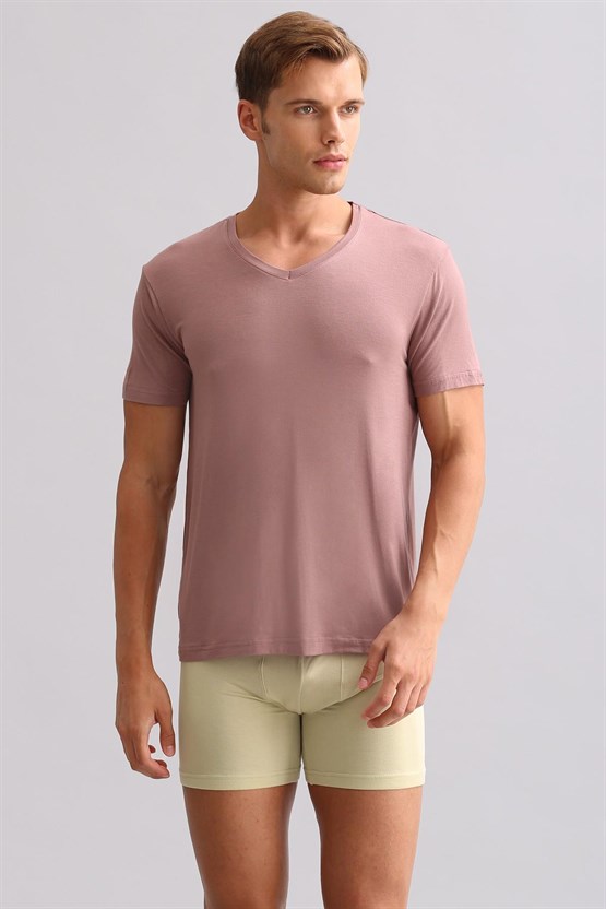 Mısırlı BAMBU ZEUS LUXURY Regular Fit V Yaka Fanila / T-Shirt Lavender