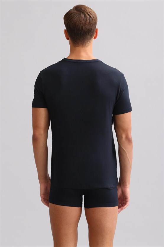 Mısırlı BAMBU ZEUS LUXURY Regular Fit Bisiklet Yaka Fanila / T-Shirt Lacivert