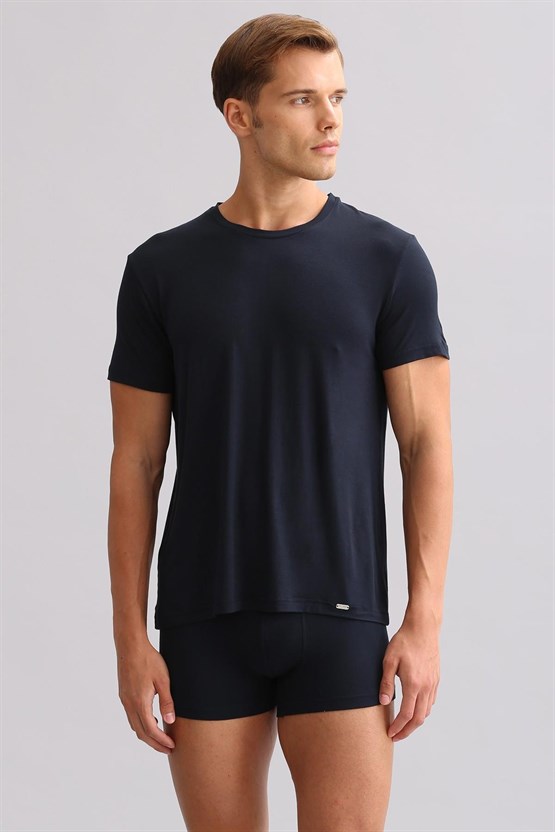 Mısırlı BAMBU ZEUS LUXURY Regular Fit Bisiklet Yaka Fanila / T-Shirt Lacivert