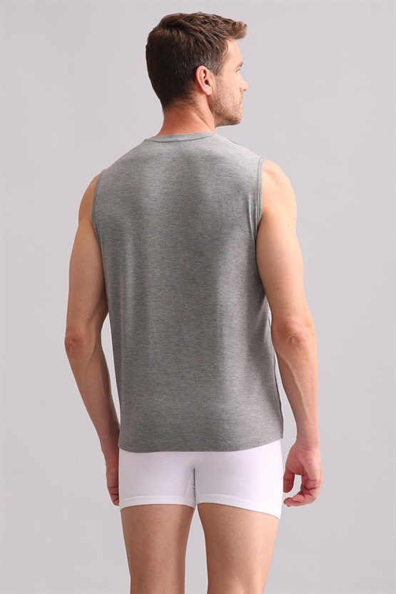Mısırlı BAMBU ZEUS Regular Fit Bisiklet Yaka Sporcu Atlet Melanj Gri