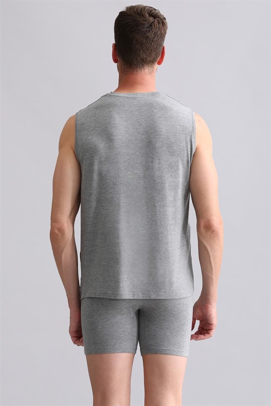 Mısırlı BAMBU ZEUS Regular Fit V Yaka Sporcu Atlet Melanj Gri