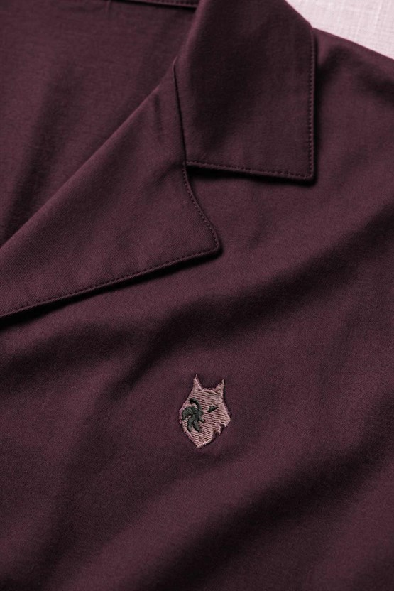 Mısırlı Erkek Bambu Gömlek Pijama Takımı Bordo