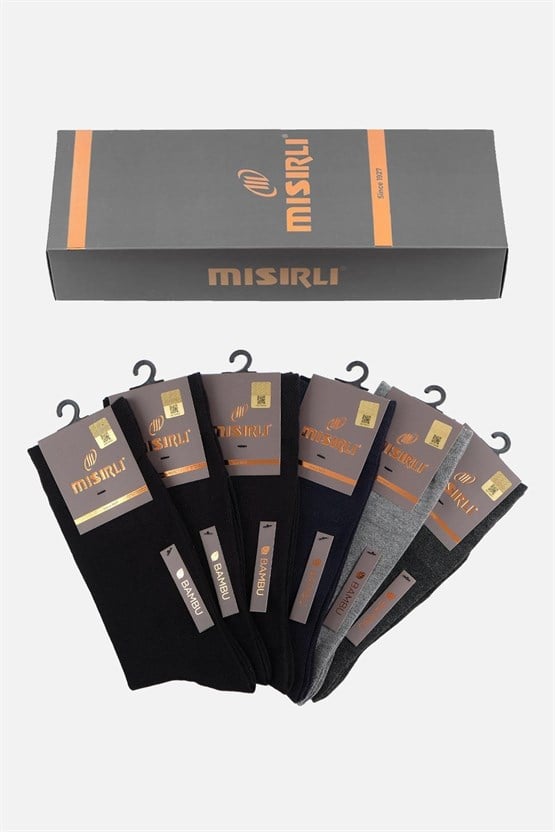 Mısırlı Erkek Bambu Kutulu 6 Çift Soket Çorap Çok Renkli