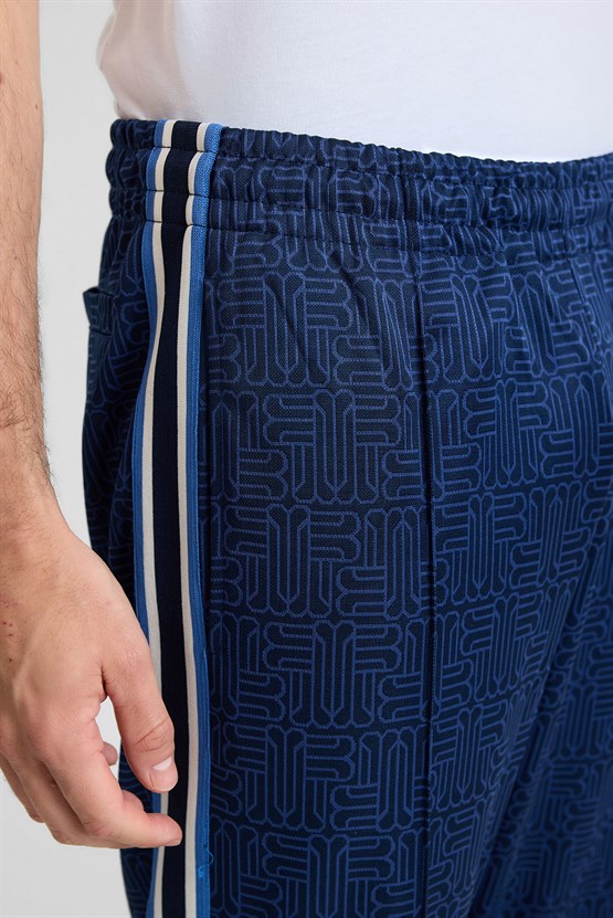 Mısırlı Erkek Monogram Tiktak Detaylı Eşofman Lacivert