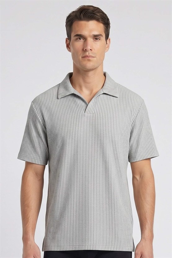 Mısırlı Erkek Polo Yaka T-shirt Gri