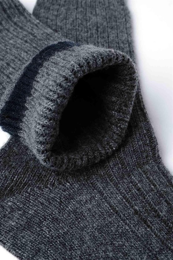 Mısırlı Erkek Kuzu Yünü (Lambswool) Tekli Soket Çorap Füme