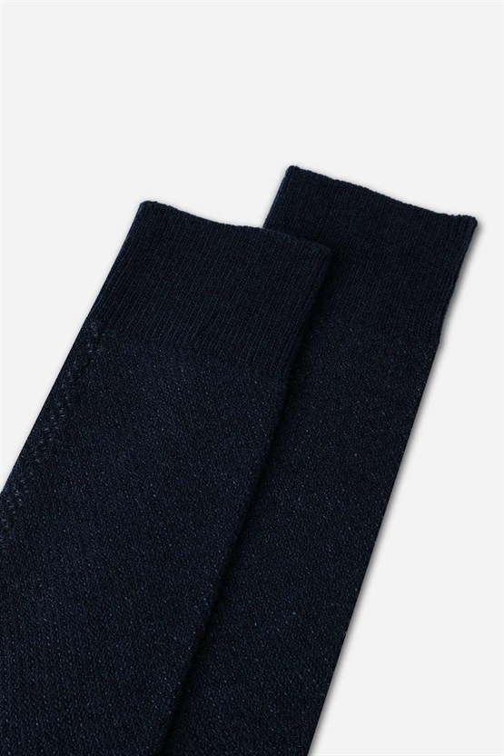 Mısırlı Erkek Kuzu Yünü (Lambswool) Tekli Soket Çorap Lacivert
