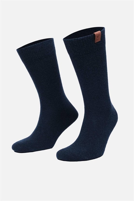 Mısırlı Erkek Kuzu Yünü (Lambswool) Tekli Soket Çorap Lacivert