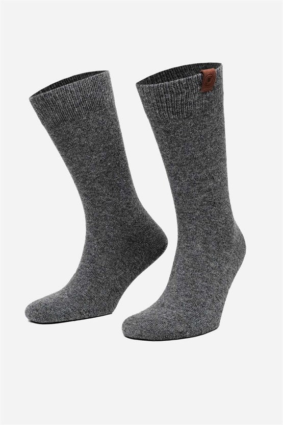 Mısırlı Erkek Kuzu Yünü (Lambswool) Tekli Soket Çorap Füme