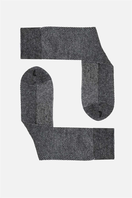 Mısırlı Erkek Kuzu Yünü (Lambswool) Tekli Soket Çorap Füme