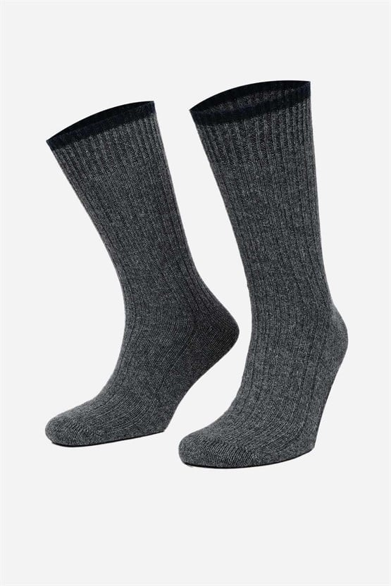 Mısırlı Erkek Kuzu Yünü (Lambswool) Tekli Soket Çorap Füme