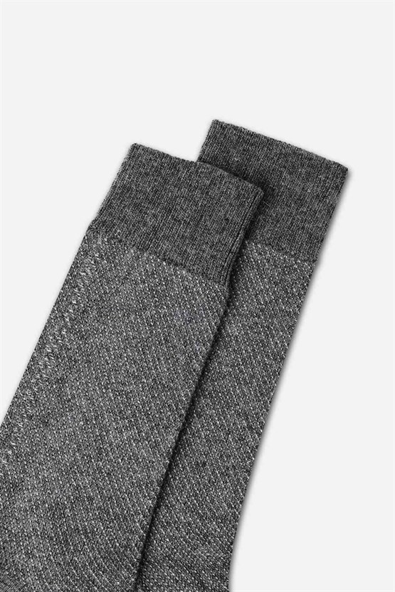 Mısırlı Erkek Kuzu Yünü (Lambswool) Tekli Soket Çorap Füme