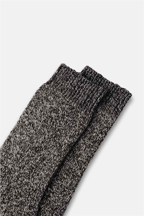 Mısırlı Erkek Norweger Merino Yünü Kışlık Tekli Soket Bot Çorabı Kahverengi
