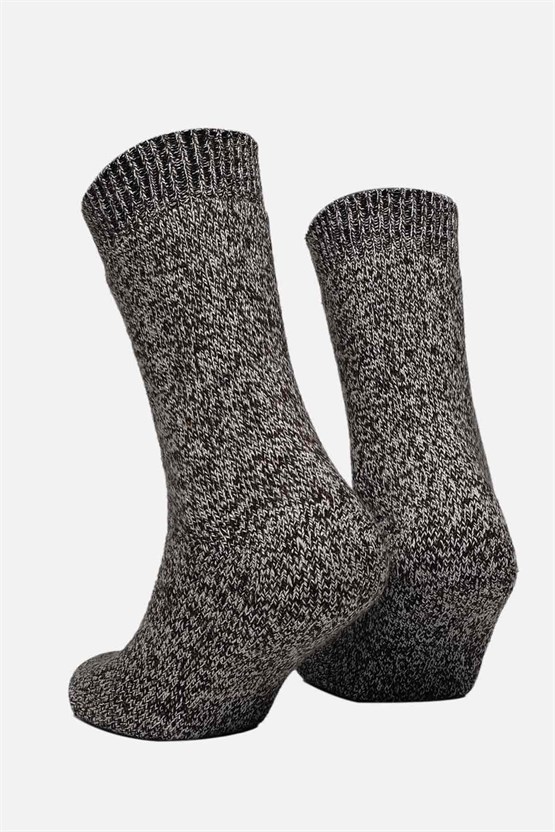 Mısırlı Erkek Norweger Merino Yünü Kışlık Tekli Soket Bot Çorabı Kahverengi