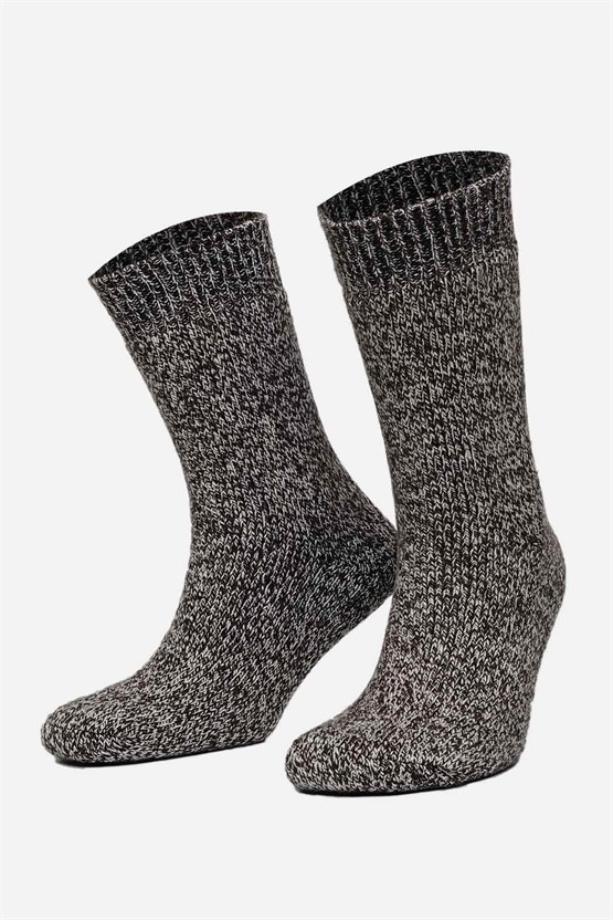 Mısırlı Erkek Norweger Merino Yünü Kışlık Tekli Soket Bot Çorabı Kahverengi