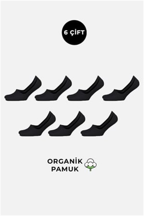 Mısırlı Erkek Organik Pamuklu 6 Çift Babet Çorap Siyah