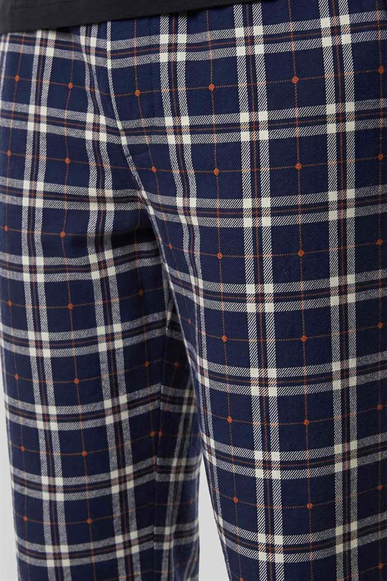 Mısırlı Erkek Pamuk Ekoseli Alt Pijama Saks