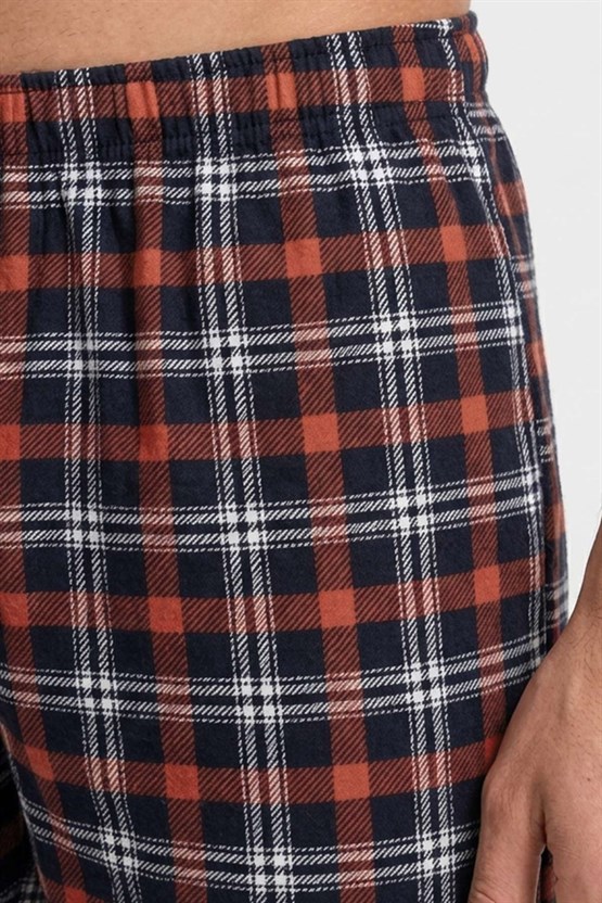 Mısırlı Erkek Pamuk Ekoseli Alt Pijama Oranj