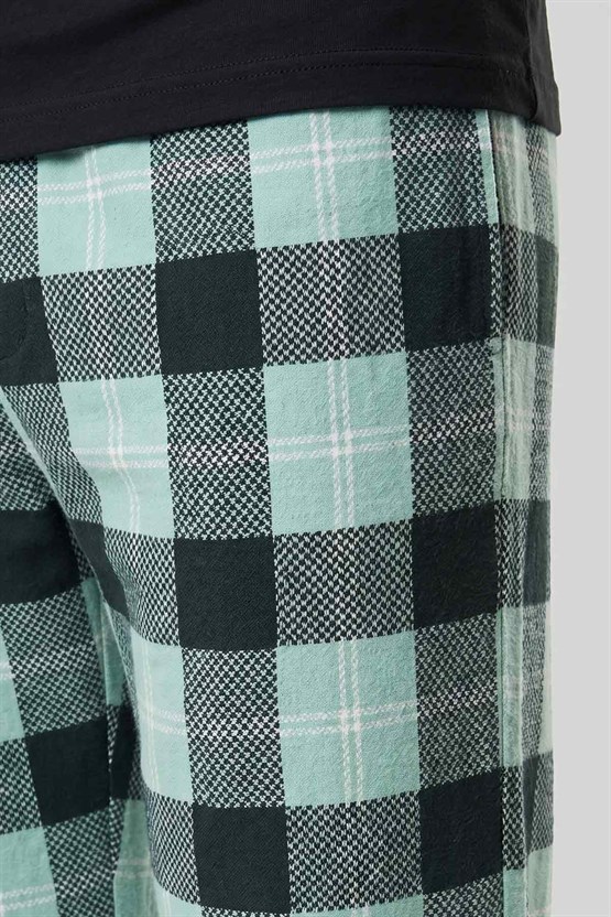 Mısırlı Erkek Pamuk Ekoseli Pijama Takım Mint