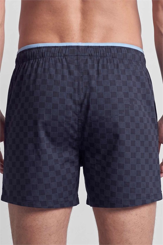 Mısırlı Erkek Pamuk Köşe Üçgen Relax Fit Boxer Çiçek Desenli /Lacivert