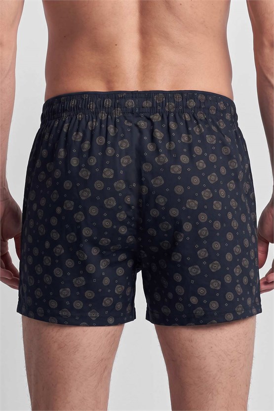 Mısırlı Erkek Pamuk Köşe Üçgen Relax Fit Boxer Motifli Desen/Lacivert