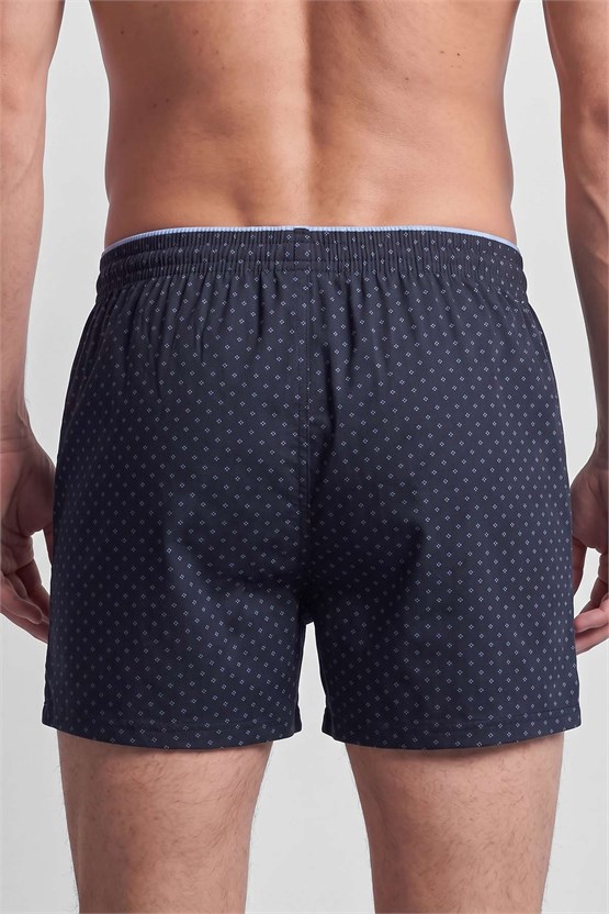 Mısırlı Erkek Pamuk Köşe Üçgen Relax Fit Boxer Nokta Desenli/Lacivert
