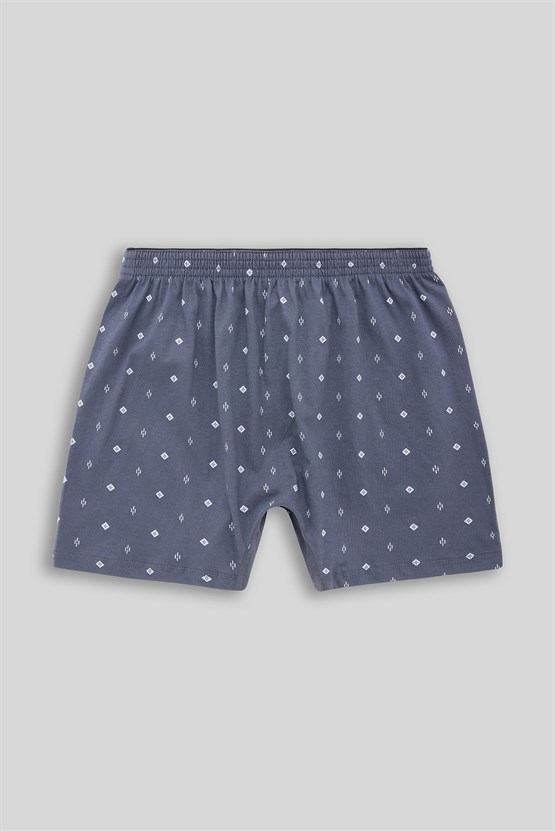 Mısırlı Erkek Pamuklu Artemis Geometrik Desenli Boxer Füme