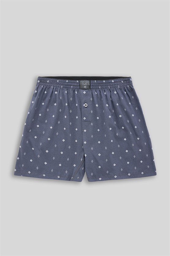 Mısırlı Erkek Pamuklu Artemis Geometrik Desenli Boxer Füme