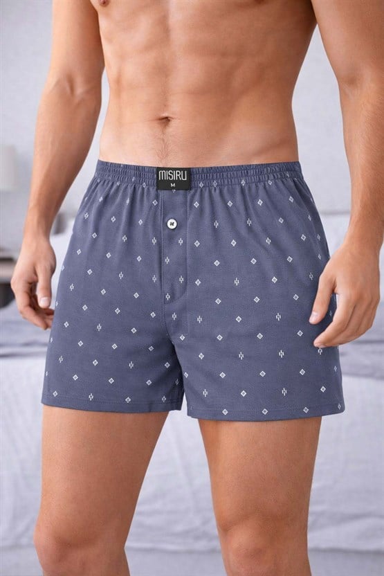 Mısırlı Erkek Pamuklu Artemis Geometrik Desenli Boxer Füme