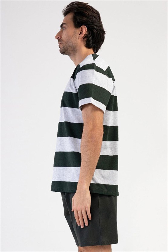 Mısırlı Erkek Pamuklu Kısa Kollu Şort Pijama Takımı Gri Melanj