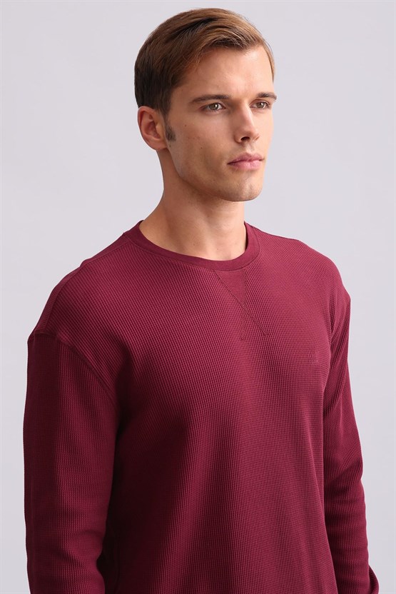 Mısırlı Erkek Pamuklu Uzun Kollu Pijama Takımı Bordo