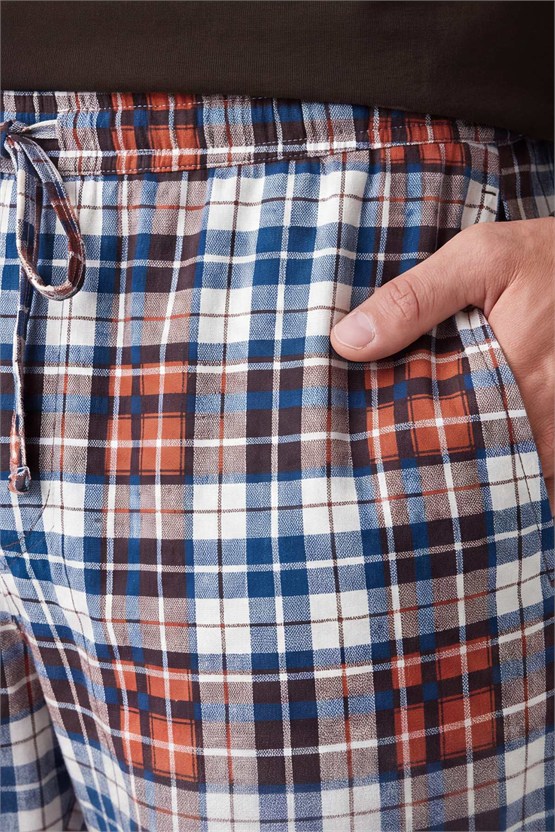 Mısırlı Erkek Pamuklu V Yaka Pijama Takım Kahverengi