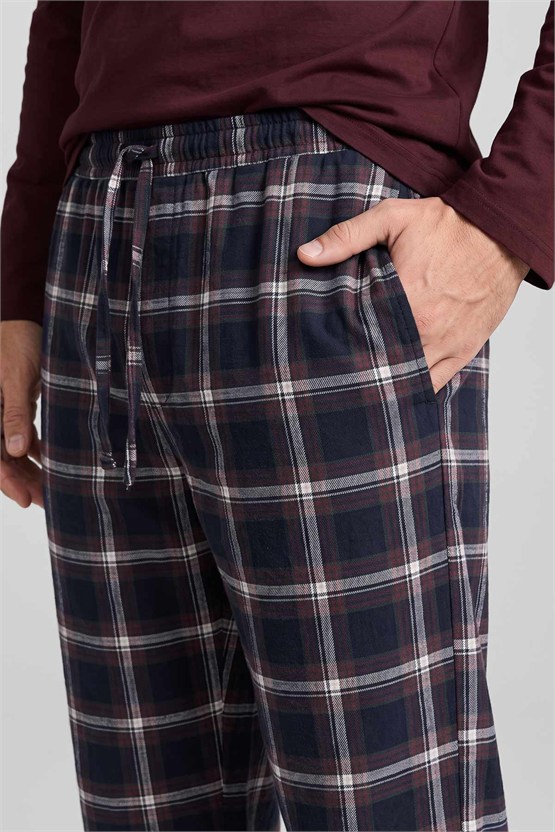 Mısırlı Erkek Pamuklu V Yaka Pijama Takım Bordo