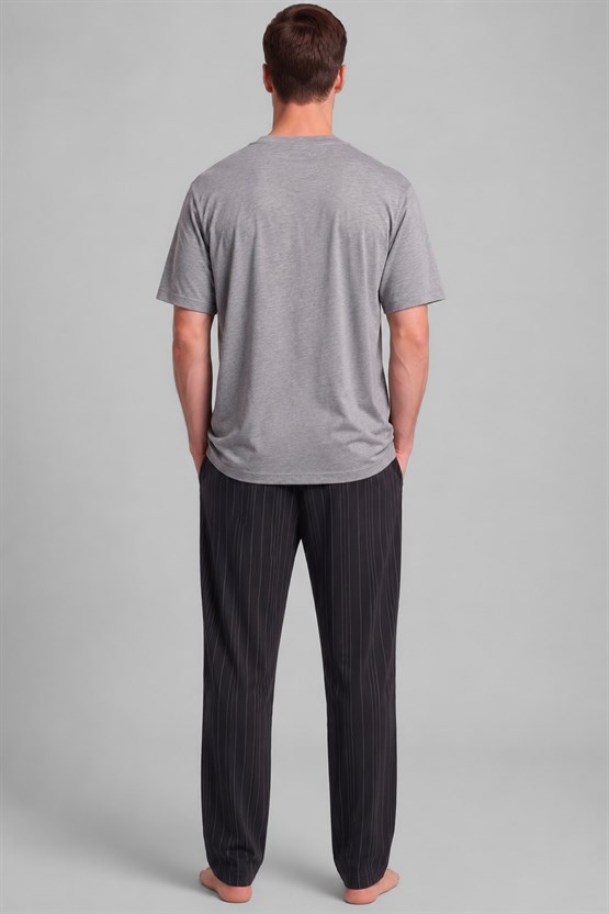Mısırlı Erkek Relax Fit Penye T-shirt Gri Melanj