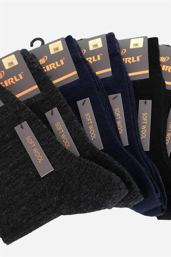 Mısırlı Erkek Soft Wool (Koyun Yünü) Kutulu 6 Çift Soket Çorap Çok Renkli