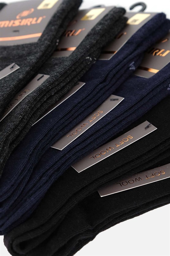 Mısırlı Erkek Soft Wool (Koyun Yünü) Kutulu 6 Çift Soket Çorap Çok Renkli