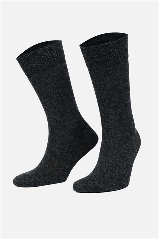 Mısırlı Erkek Soft Wool (Koyun Yünü) Tekli Soket Çorap Antrasit