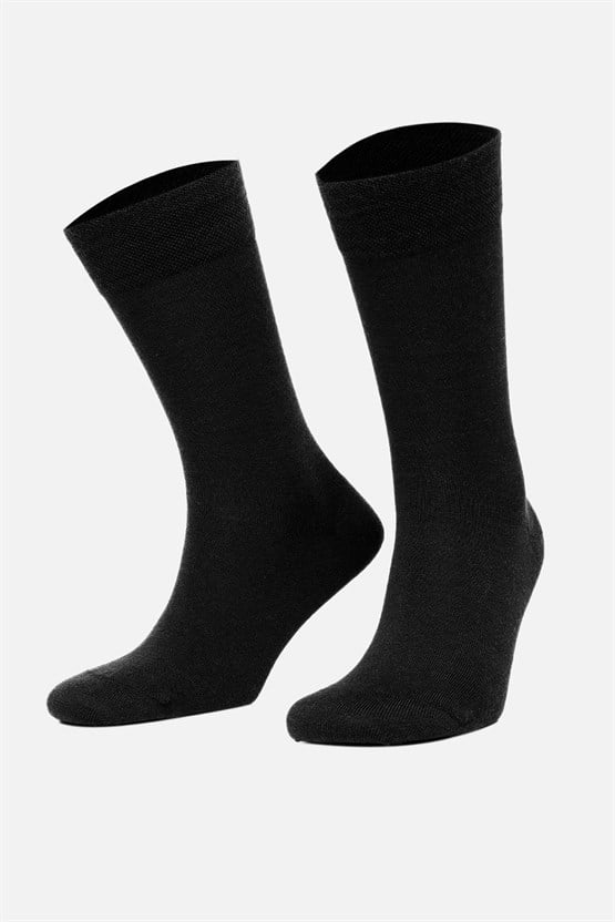 Mısırlı Erkek Soft Wool (Koyun Yünü) Tekli Soket Çorap Siyah