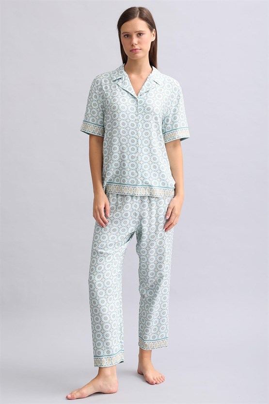 Mısırlı Kadın Bambu Pijama Takımı Çağla Yeşili