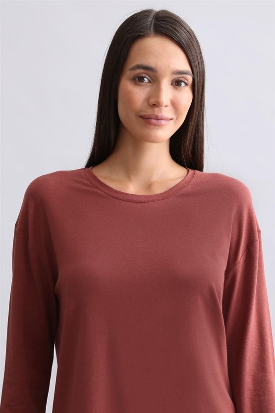 Mısırlı Kadın Bambu Sweatshirt Bordo