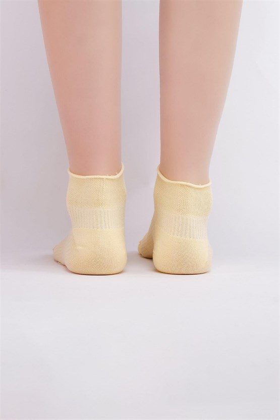 Mısırlı Kadın Bambu Tekli Yazlık Sneaker Çorap Sarı