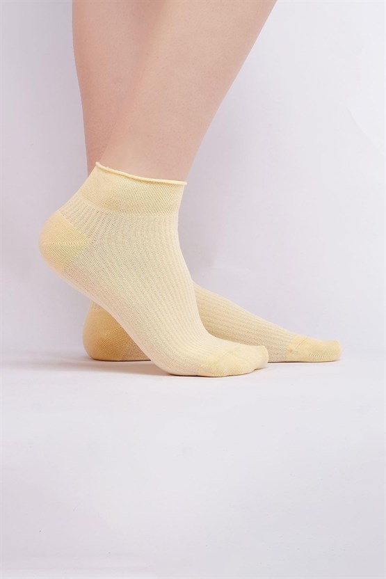 Mısırlı Kadın Bambu Tekli Yazlık Sneaker Çorap Sarı