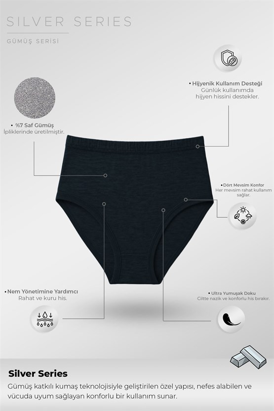 Mısırlı Kadın Gümüş Hipster Kilot Lacivert