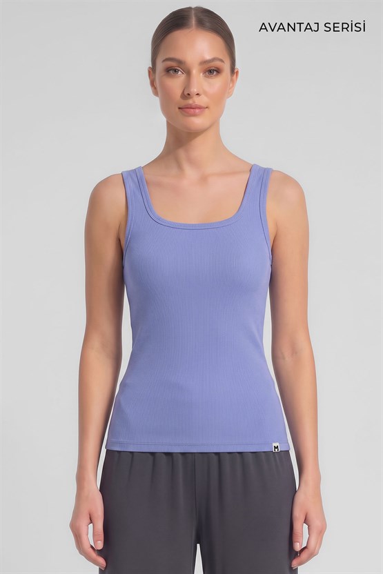 Mısırlı Kadın Kaşkorse Sırt Açık Askılı T-shirt Leylak